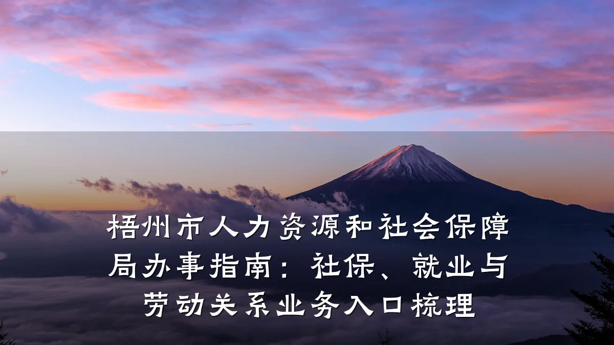梧州市人力资源和社会保障局办事指南:社保、就业与劳动关系业务入口梳理